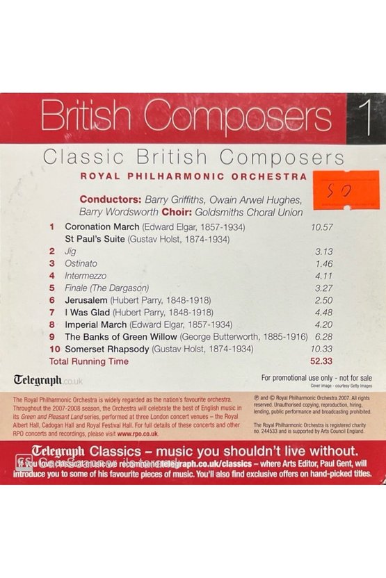 (PLAK DEĞİLDİR CD DİR) British Composers 1 Cd