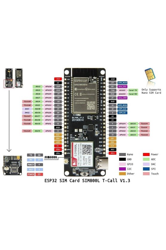 ESP32 SIM800L T-Call V1.4 4MB Geliştirme Kartı (IMEI Kayıtlı)