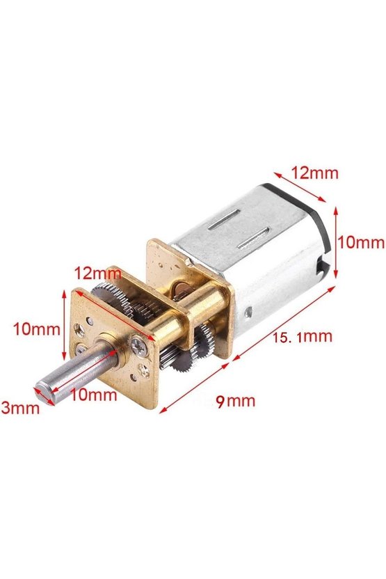 60 RPM N20 12V Redüktörlü Mikro DC Motor Metal Dişli D Şaft 12mm Robotik ve Otomasyon Projeleri