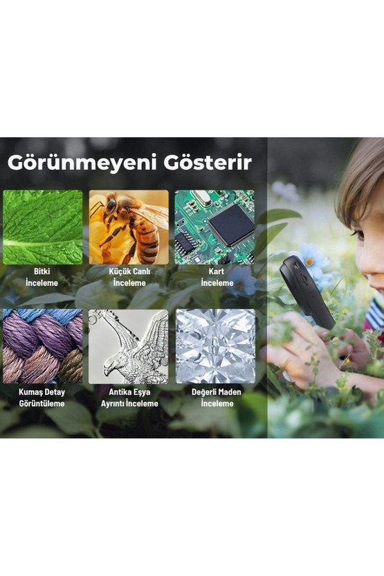 MG379 Dijital Mikroskop 500X Katlanabilir Masaüstü ve El Büyüteci 2.0 Inç IPS Ekran 8 LED Işıklı Oto