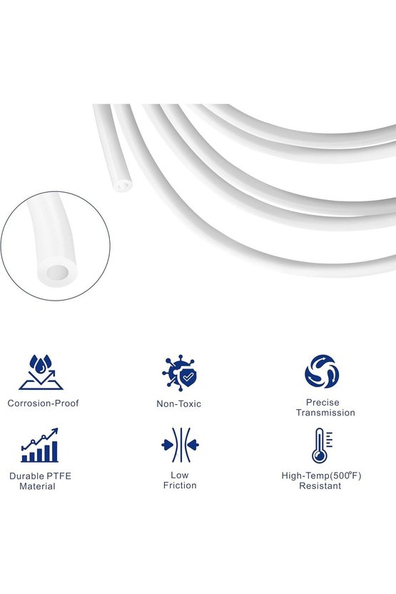 3DSWAY PTFE Bowden Boru 1.75mm Filament ID2mm OD4mm Beyaz 1 Metre 3D Yazıcı Ekstruder Teflon Kılavuz