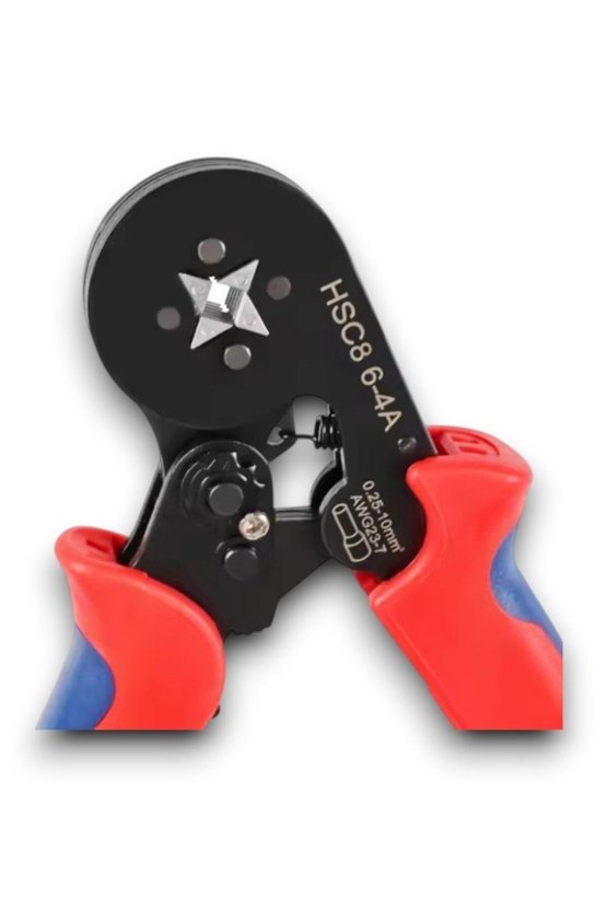 HSC8 6-4A Yüksük Sıkma Pensesi 0.25-10 mm² Dörtgen Cırcırlı Pres Kendinden Ayarlı Dört Çeneli Kablo