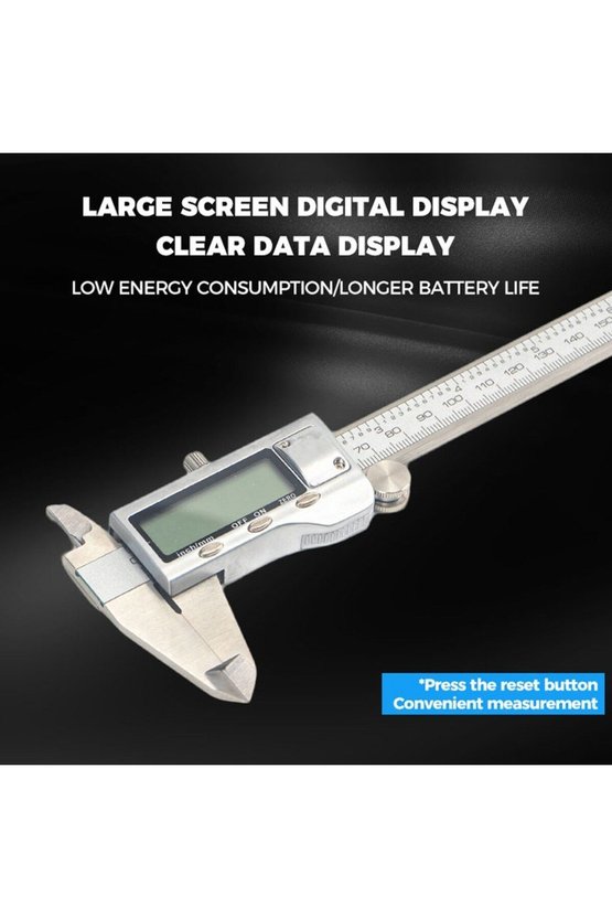 Paslanmaz Çelik Dijital Kumpas 150mm 0.01mm Geniş LCD Ekranlı Set Kutulu Pilli Dört Yönlü Hassas Atö