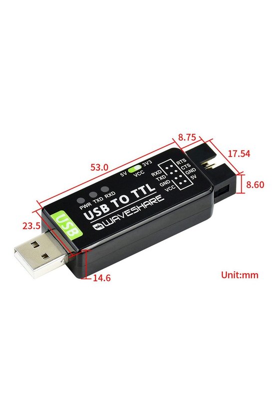 Waveshare FT232RNL USB TTL Seri Dönüştürücü Modül 3.3V 5V UART Çevirici Endüstriyel Dahili Sigortalı