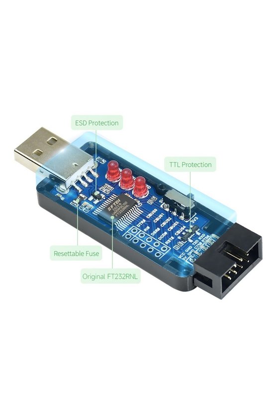 Waveshare FT232RNL USB TTL Seri Dönüştürücü Modül 3.3V 5V UART Çevirici Endüstriyel Dahili Sigortalı