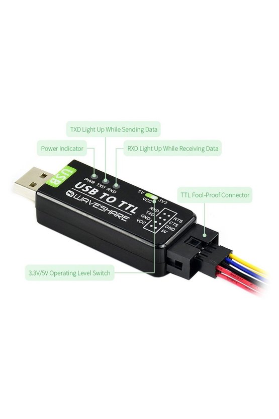 Waveshare FT232RNL USB TTL Seri Dönüştürücü Modül 3.3V 5V UART Çevirici Endüstriyel Dahili Sigortalı