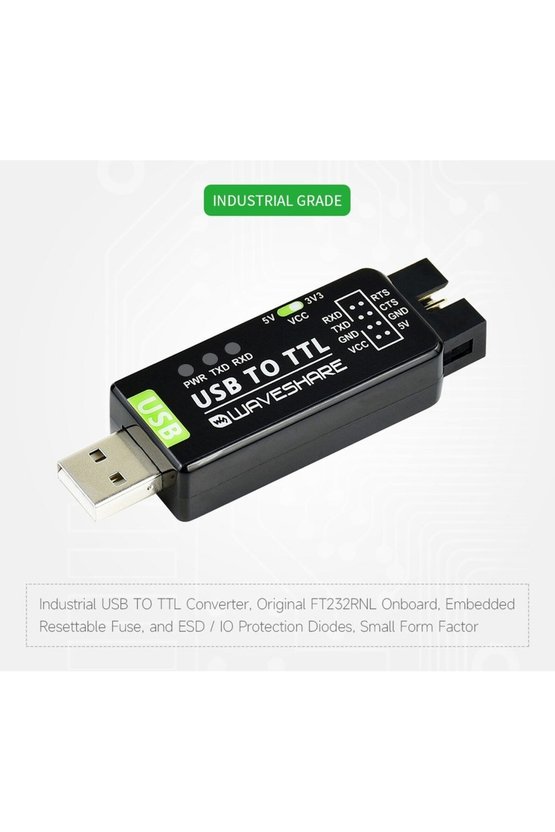 Waveshare FT232RNL USB TTL Seri Dönüştürücü Modül 3.3V 5V UART Çevirici Endüstriyel Dahili Sigortalı
