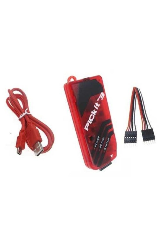 PICkit 3 Programlayıcı ve Hata Ayıklayıcı 6 Pin ICSP Arayüzlü Set Kırmızı Mini USB Kablosu ile Devre