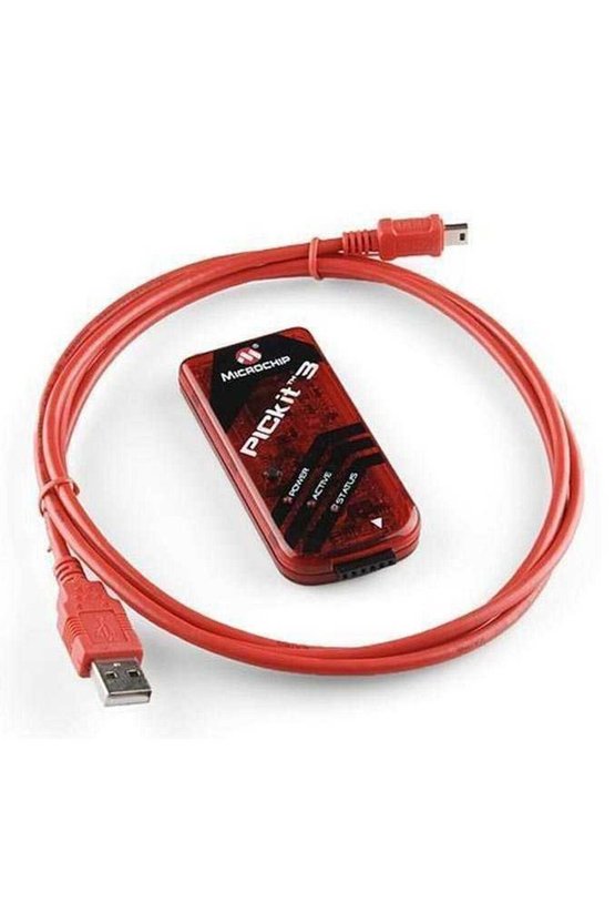 PICkit 3 Programlayıcı ve Hata Ayıklayıcı 6 Pin ICSP Arayüzlü Set Kırmızı Mini USB Kablosu ile Devre