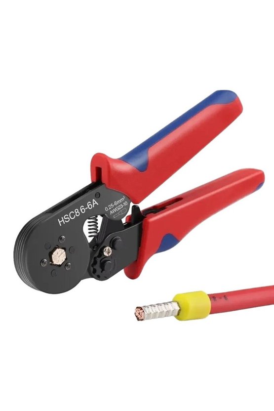 HSC8 6-6A Altıgen Yüksük Sıkma Pensesi 0.25-6mm² Cırcırlı Pense Kendinden Ayarlı Kablo Ucu Krimp Sı