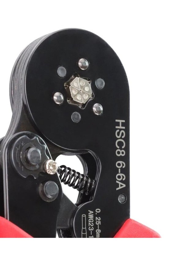 HSC8 6-6A Altıgen Yüksük Sıkma Pensesi 0.25-6mm² Cırcırlı Pense Kendinden Ayarlı Kablo Ucu Krimp Sı