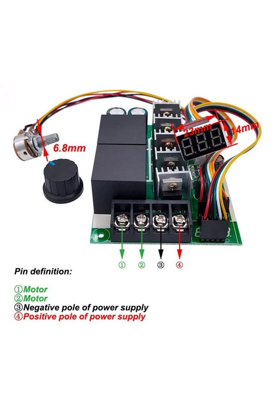 60A DC Motor PWM Hız Kontrol Kartı 10V-55V Dijital Ekranlı Sürücü İleri Geri Yön Şalterli Kademesiz