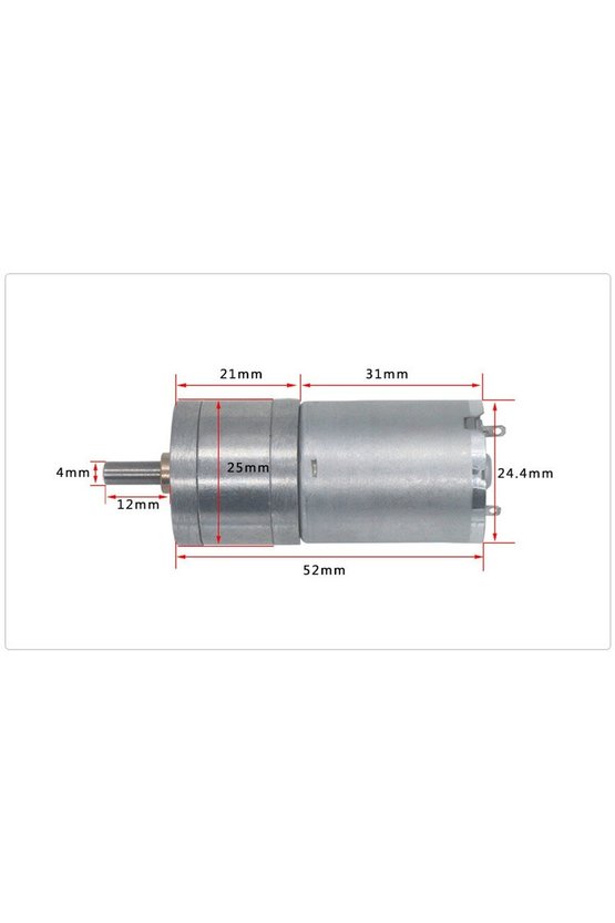 JGA25-370 12V 12 RPM Redüktörlü DC Motor 25mm Metal Dişli D Şaft 4mm Mil Yüksek Torklu Düşük Devirli