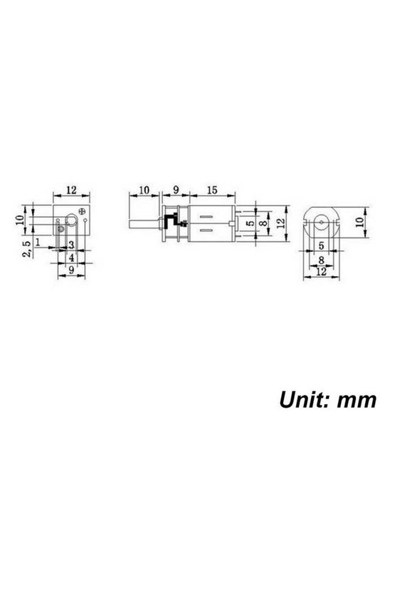 12V 12mm 120 RPM Redüktörlü Mikro DC Motor