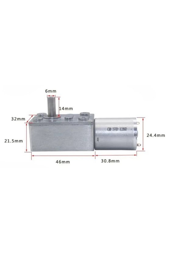 JGY370 12V 10 RPM L Redüktörlü DC Motor Yüksek Torklu Metal Dişli Sonsuz Vida Mekanizmalı Kendinden