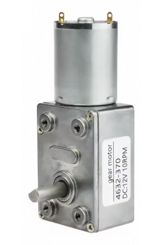 JGY370 12V 10 RPM L Redüktörlü DC Motor Yüksek Torklu Metal Dişli Sonsuz Vida Mekanizmalı Kendinden