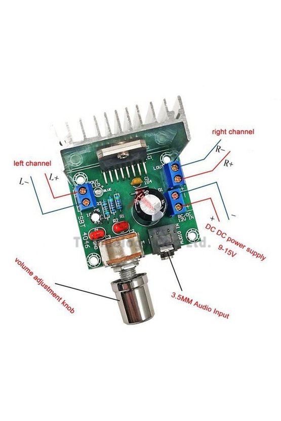 TDA7297 Ses Amfi Modülü 2x15W Çift Kanal Stereo Ses Yükseltici Kartı 12V DC Potansiyometreli Soğutuc