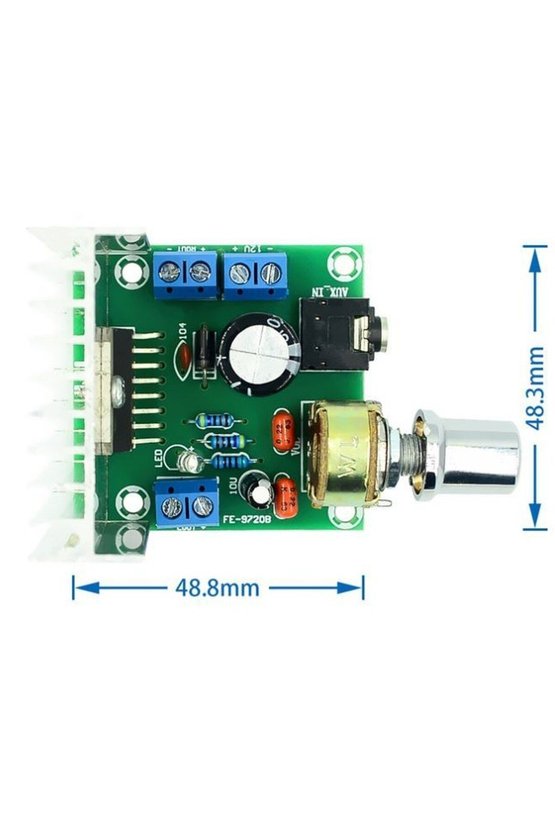 TDA7297 Ses Amfi Modülü 2x15W Çift Kanal Stereo Ses Yükseltici Kartı 12V DC Potansiyometreli Soğutuc