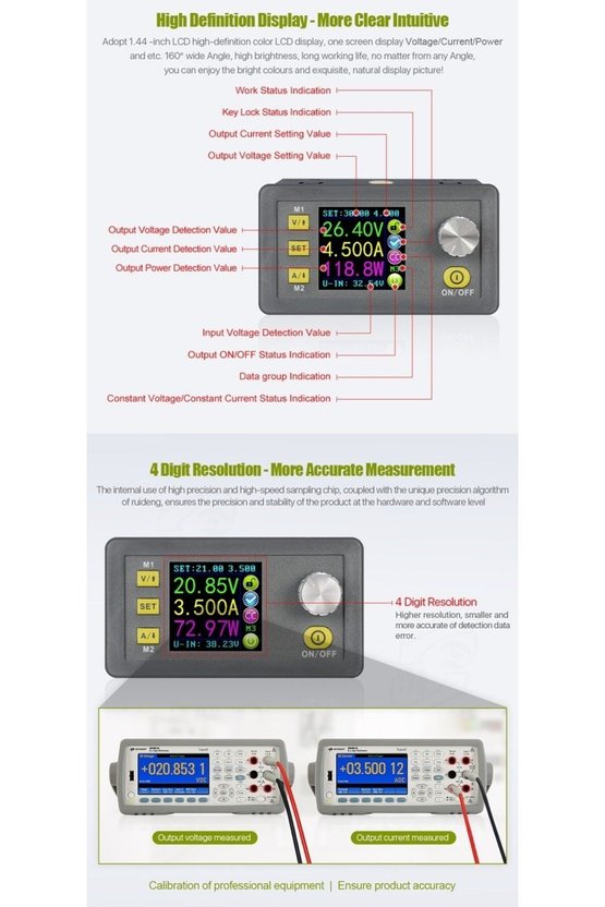 DPS3005-USB-BT Dijital Ayarlı Güç Kaynağı Modülü 0-32V 0-5A Renkli LCD Ekran Bluetooth USB