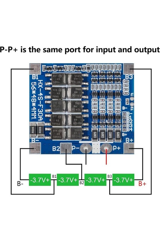 HX-4S-F30A Mavi 4S 30A 12.8V 14.6V LiFePO4 BMS Pil Koruma Devresi