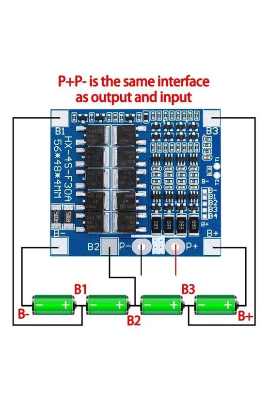 HX-4S-F30A Mavi 4S 30A 12.8V 14.6V LiFePO4 BMS Pil Koruma Devresi