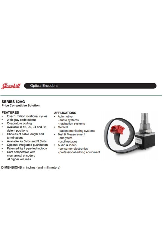 Grayhill 62AG Serisi Optik Rotary Enkoder 62AG11 ve 62AGY Modelleri
