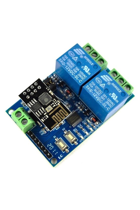 ESP8266 2 Kanal 12V ESP-01 Wi-Fi Röle Modülü Akıllı Ev ve IoT Geliştirme Kartı