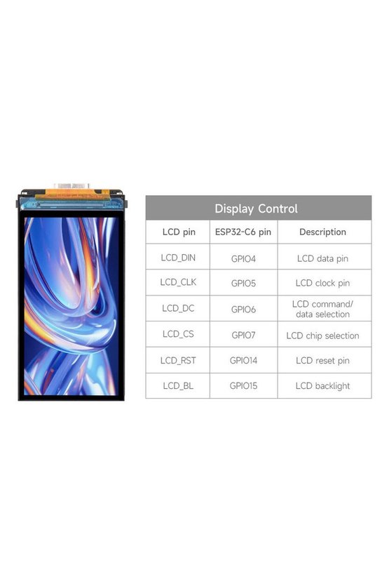 ESP32-C6 1.9 İnç LCD Ekranlı Geliştirme Kartı