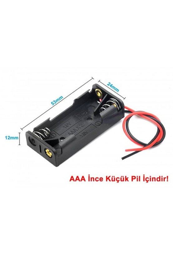 2 Adet 2li AAA İnce Pil Yuvası Kablolu 3V Pil Kutusu Yatağı