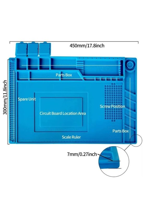 S-160 Antistatik ESD Isıya Dayanıklı Silikon Lehimleme Tamir Matı 45x30 cm