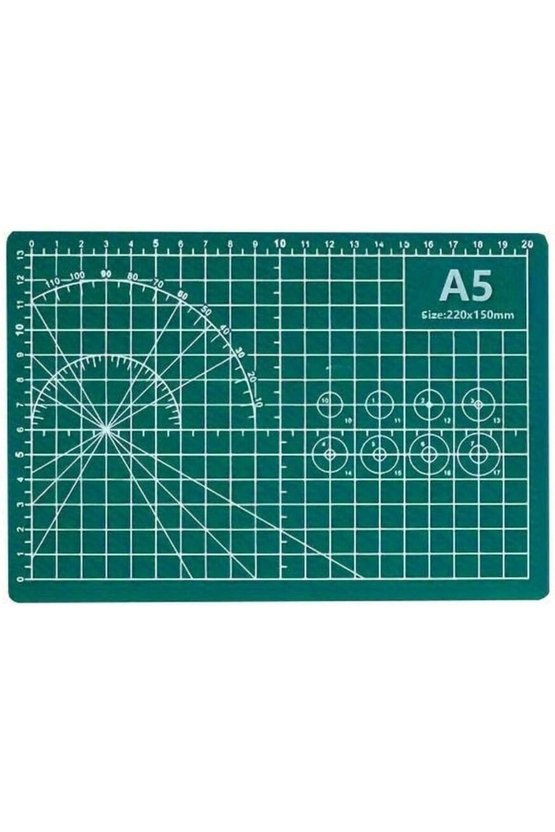 A5 Kesme Matı 22x15 cm Kılavuz Çizgili Yeşil Hobi ve Maket Kesim Tablası