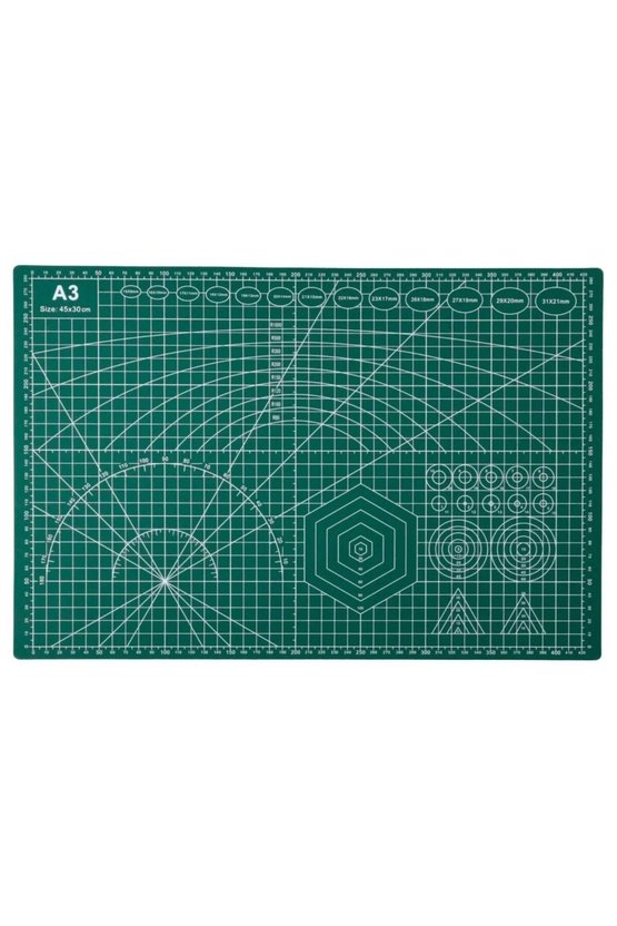 A3 Çift Taraflı Kendinden İyileşen Kesim Matı 45x30 cm Hobi ve Maket Kesme Tablası Yeşil