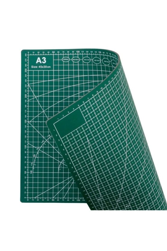 A3 Çift Taraflı Kendinden İyileşen Kesim Matı 45x30 cm Hobi ve Maket Kesme Tablası Yeşil
