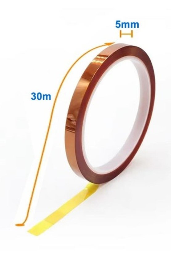 Isıya Dayanıklı Poliimid Bant 5mm x 30 Metre Devre Maskeleme Bandı