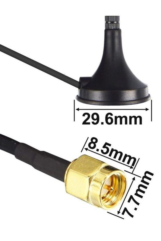 5800MHz 12dBi Manyetik Tabanlı SMA Erkek Kablosuz Ağ Anteni 22.3cm
