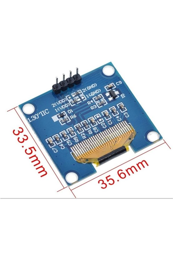 1.3 İnç OLED Ekran Modülü Mavi Renkli I2C 4 Pin 1306 Çipli