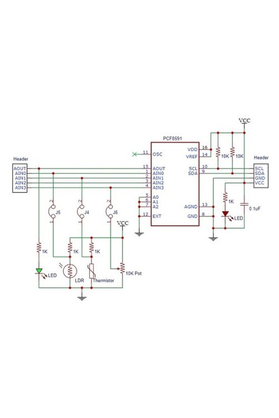 PCF8591 8 Bit I2C Analog Dijital ve Dijital Analog Dönüştürücü Modülü