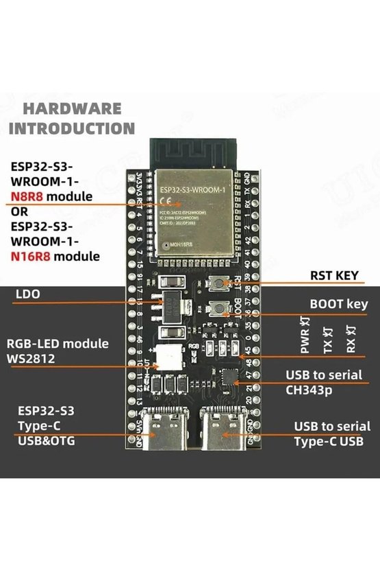 ESP32 S3 N16R8 WiFi Bluetooth Board ( LEHİMSİZ )