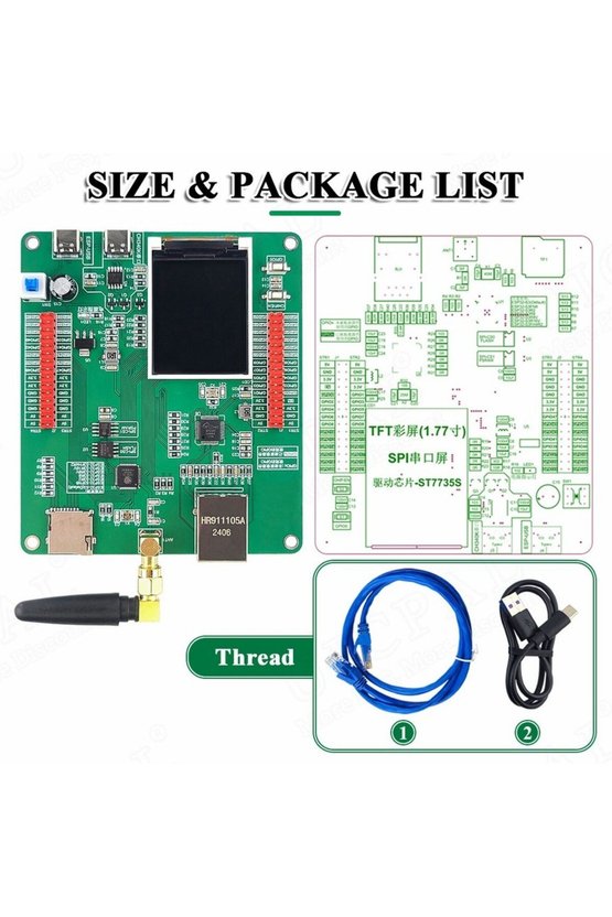 ESP32-S3 W5500 Ethernet N16R8 1.77 İnç LCD Ekranlı WiFi Bluetooth Geliştirme Kartı