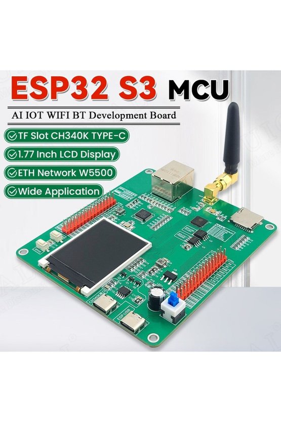 ESP32-S3 W5500 Ethernet N16R8 1.77 İnç LCD Ekranlı WiFi Bluetooth Geliştirme Kartı