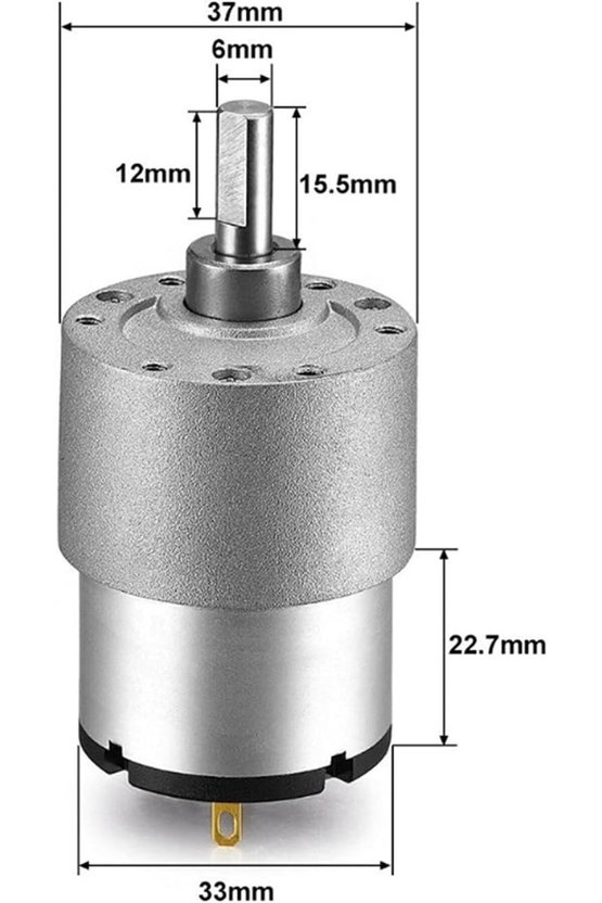 12V 35mm 319 RPM Redüktörlü DC Motor JGB37-520