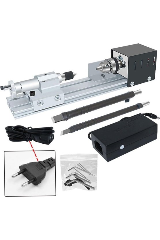 100W Mini Ahşap Torna Makinesi 7 Kademeli Hız Ayarlı Hobi Tespih ve Oyma Seti