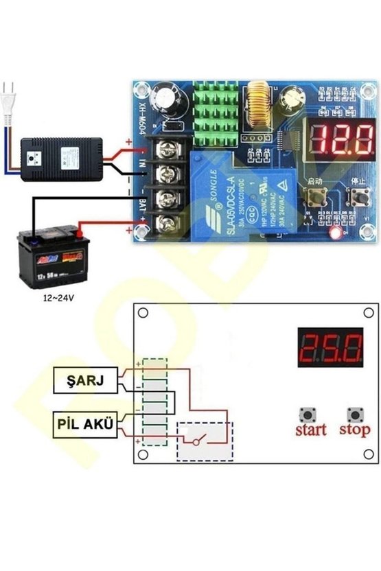 XH-M604 Dijital Ekranlı Akü Şarj Kontrol Modülü 12V-24V 30A