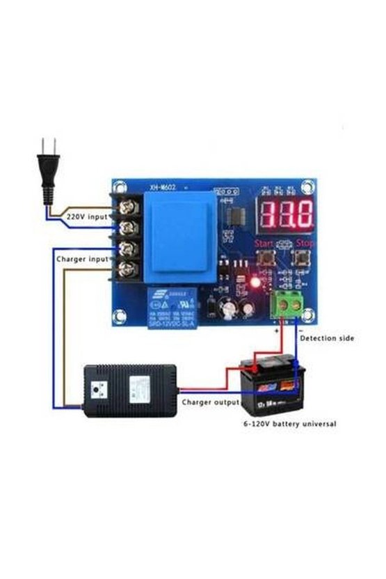 XH-M602 Dijital Akü Şarj Kontrol Röle Modülü 220V 10A Akıllı Şarj Kesici Devre