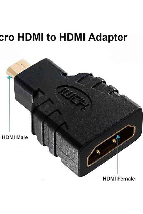 Micro HDMI to HDMI Çevirici Adaptör - Altın Uçlu 4K Destekli Dönüştürücü - Raspberry Pi 5 Uyumlu