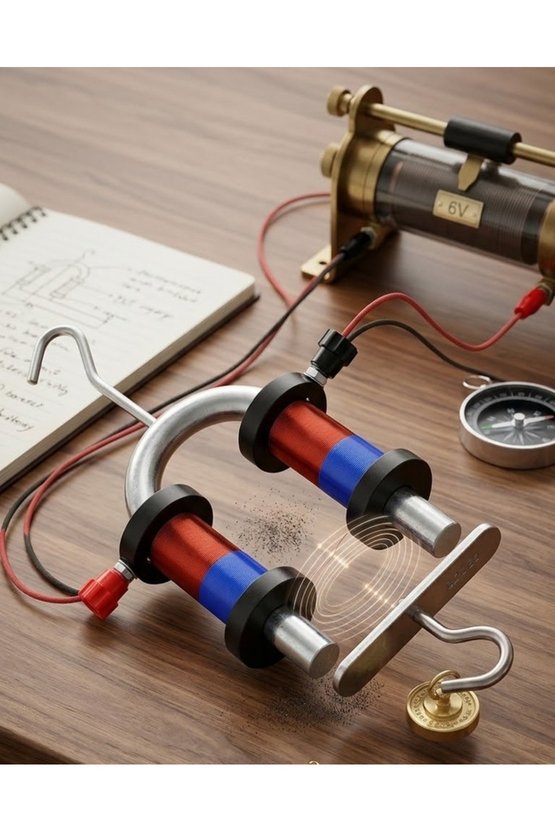 U Tipi Elektromıknatıs Fizik Deney Seti - 6V DC Manyetizma Eğitim Aracı (5 Kg Kaldırma Gücü)