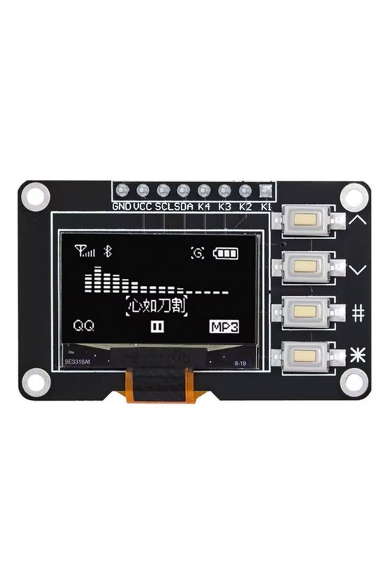 0.96 İnç 128x64 I2C OLED Ekran Modülü - 4 Butonlu SSD1315 Beyaz Grafik Lcd Ekran Arduino Uyumlu