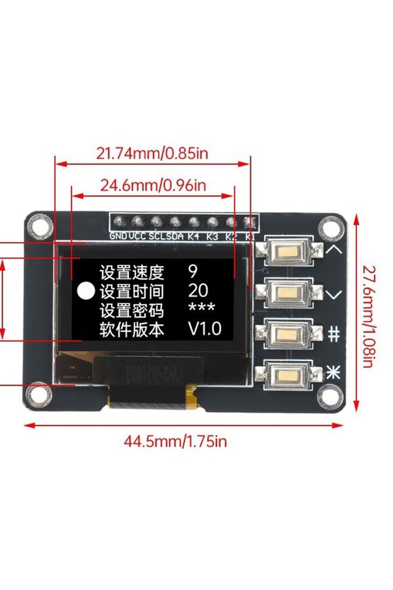 0.96 İnç 128x64 I2C OLED Ekran Modülü - 4 Butonlu SSD1315 Beyaz Grafik Lcd Ekran Arduino Uyumlu