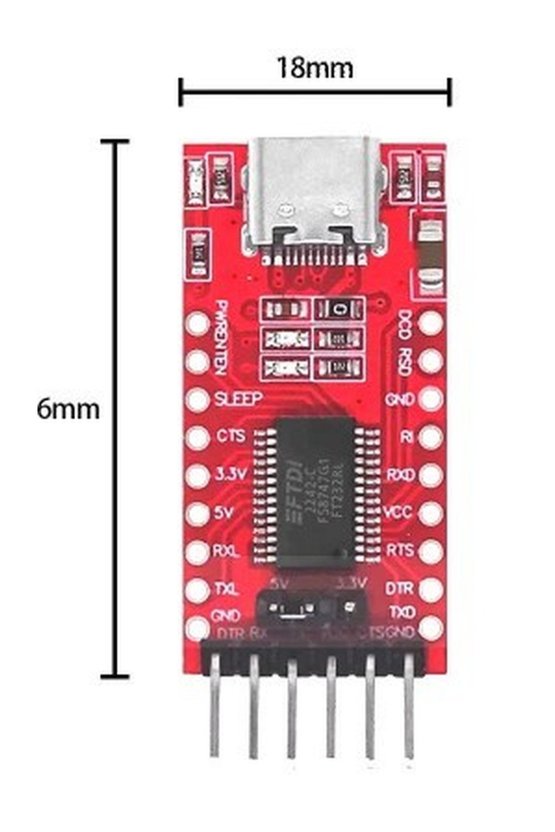 FT232RL Type-C USB - TTL Seri Dönüştürücü Modül (3.3V ve 5V Destekli)