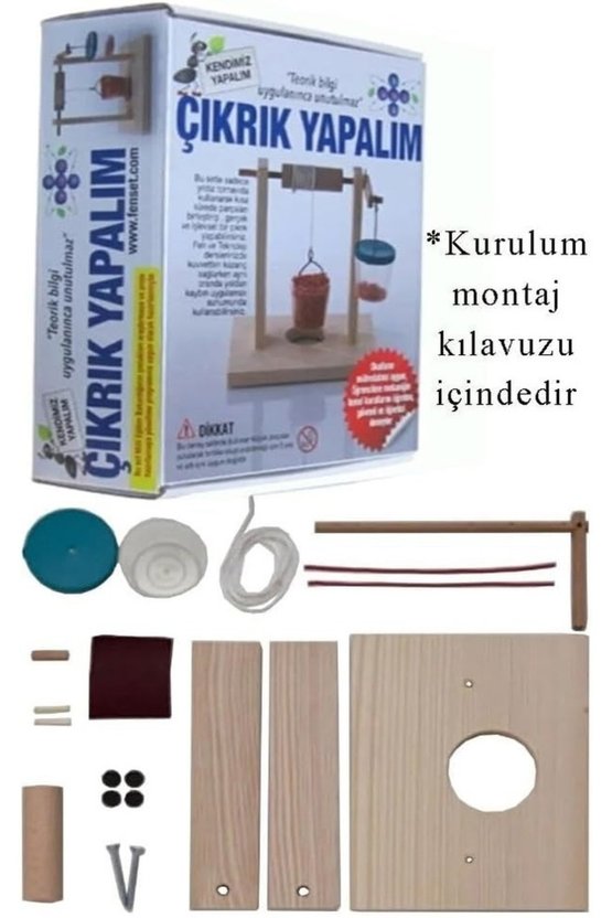 Eğitici Ahşap Çıkrık Yapım Seti - STEM Destekli Basit Makineler Fen Bilimleri Deney Kiti